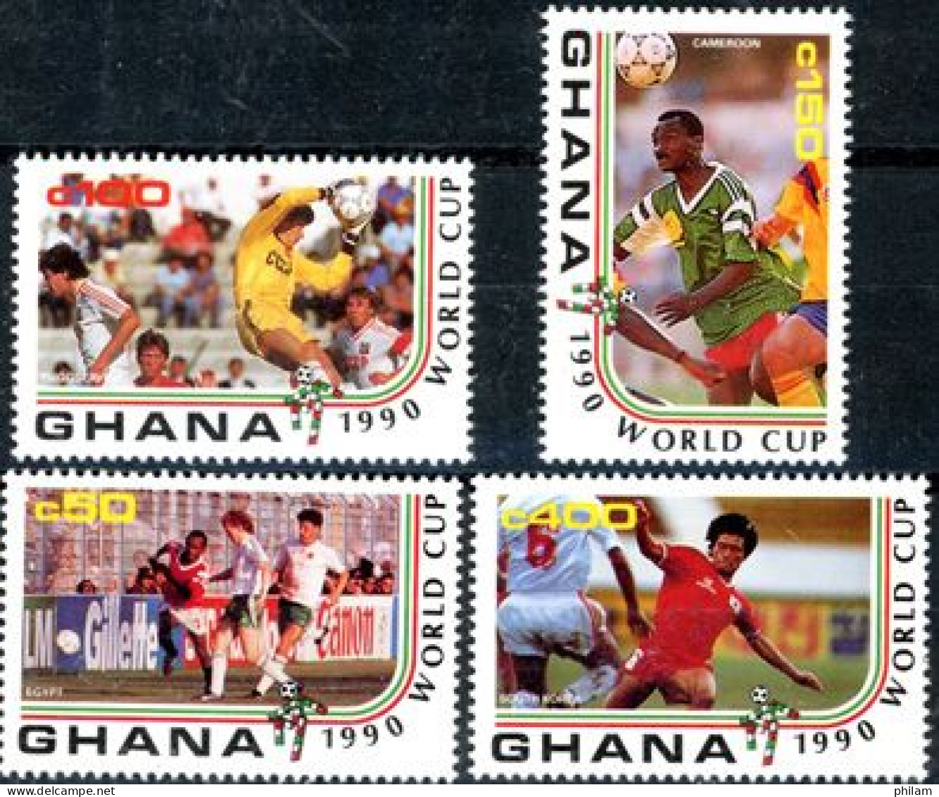GHANA 1990 - Coupe Du Monde De Football Italia 90 - 4 V. - Ghana (1957-...)
