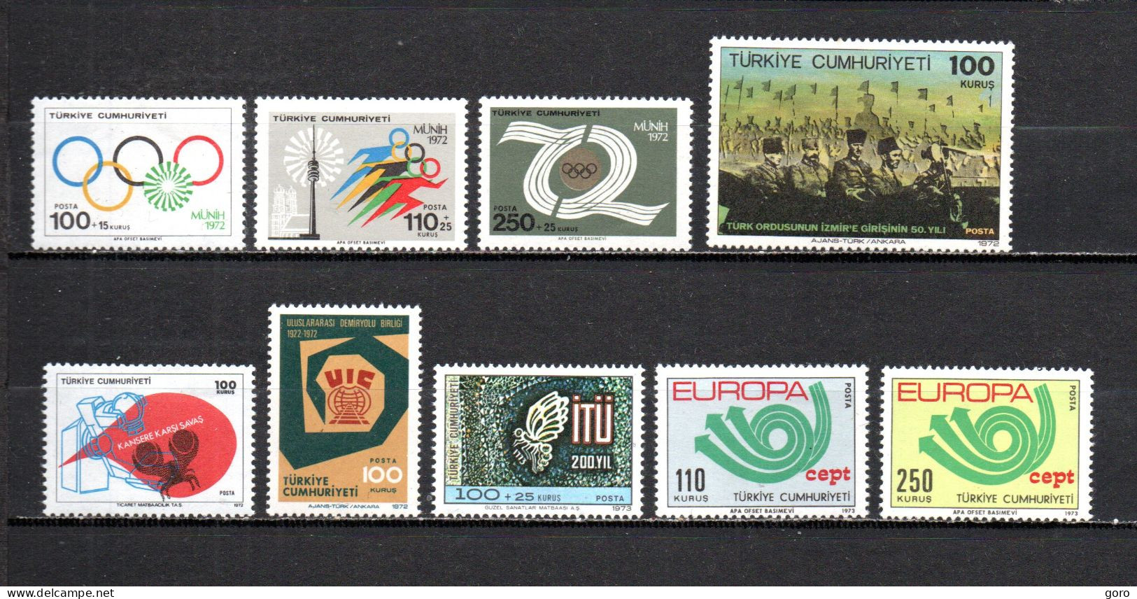 Turquía  1972  .-   Y&T  Nº   2035/2037-2038-2039-2048-2049-2050/2051   ** - Unused Stamps