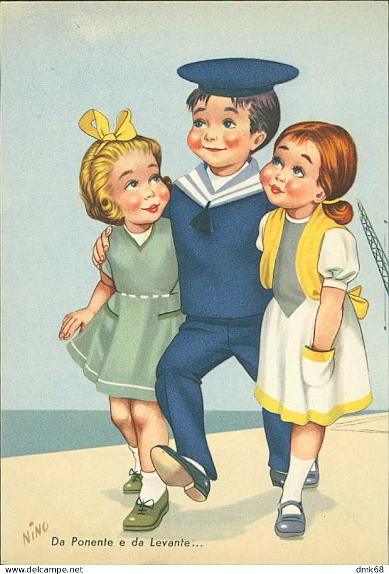 NINO SIGNED 1950s  HUMORISTIC POSTCARDS ( 6 ) - GIRL & SAILOR - SERIE 1308 (5472)