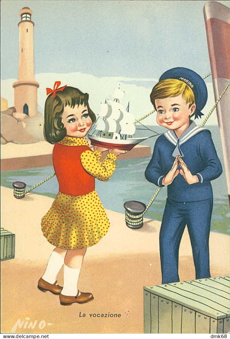 NINO SIGNED 1950s  HUMORISTIC POSTCARDS ( 6 ) - GIRL & SAILOR - SERIE 1308 (5472)