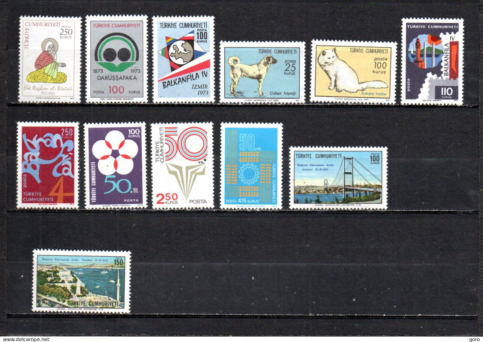 Turquía  1973  .-   Y&T  Nº   2064-2065-2066-2067/2068-2069/2070-2071/2073-2074/2075   ** - Unused Stamps
