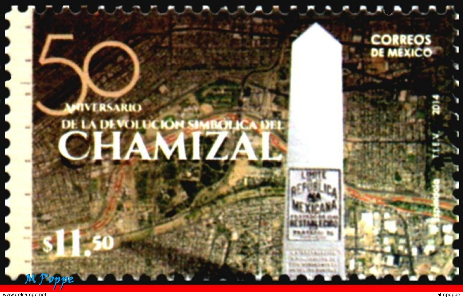 Ref. MX-2888 MEXICO 2014 - SYMBOLIC RETURN OF THECHAMIZAL, 50TH ANNIV., MNH, . 1V Sc# 2888 - México