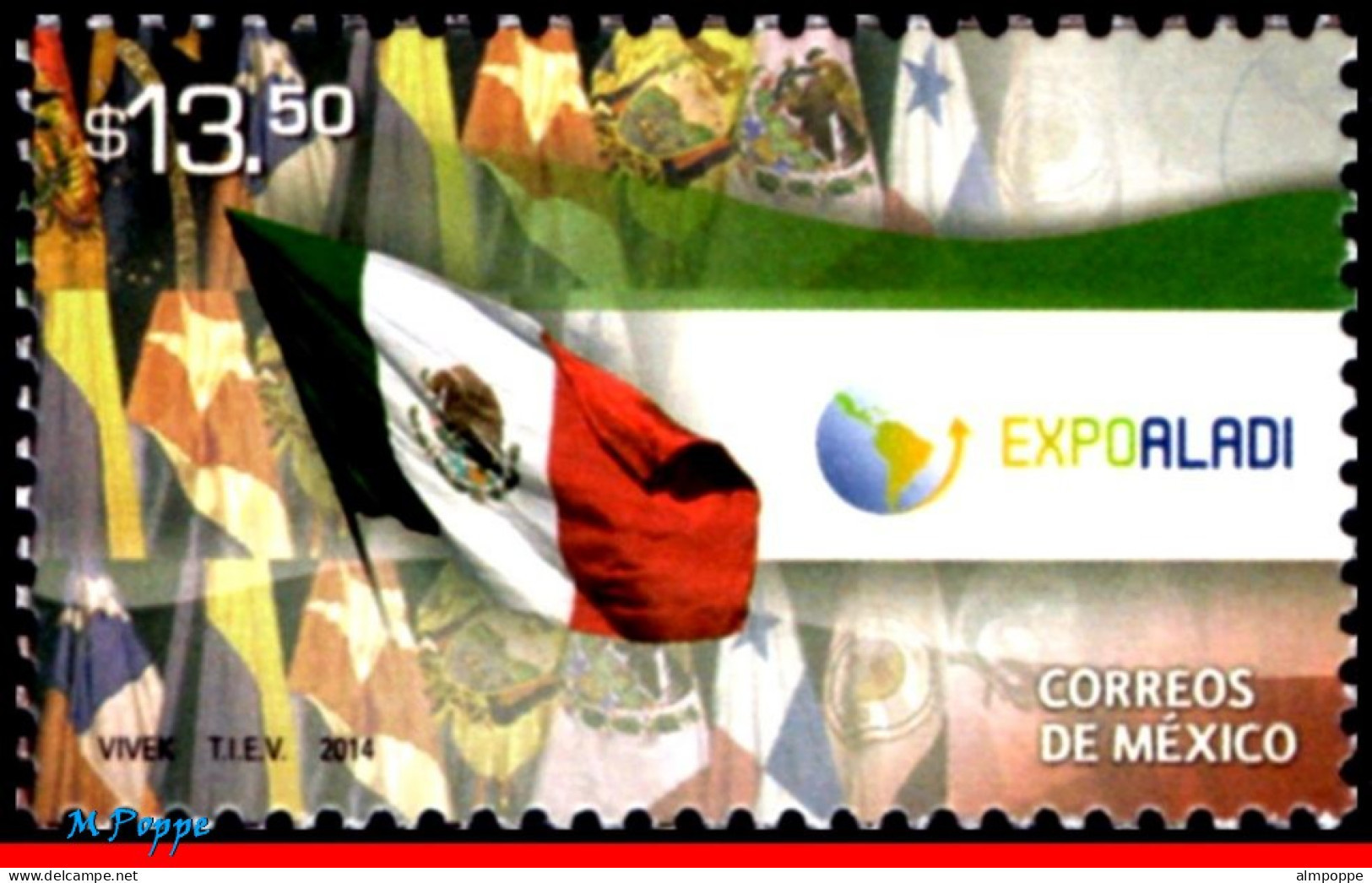 Ref. MX-2892 MEXICO 2014 - ALADI 2014 EXHIBITION,EXPOALADI, MNH, FLAGS 1V Sc# 2892 - México