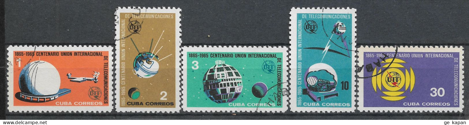 1965 CUBA COMPLETE SET OF 5 USED STAMPS (Michel # 1026-1030) CV €2.30 - Oblitérés
