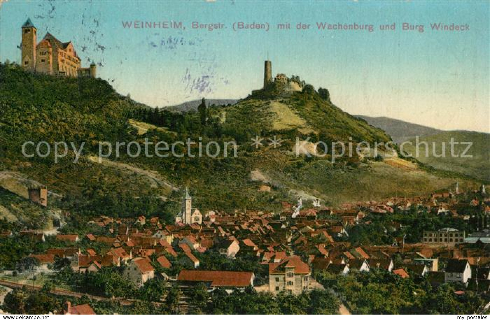 73557893 Weinheim Bergstrasse Stadtpanorama Mit Wachenburg Und Burg Windeck Wein - Weinheim