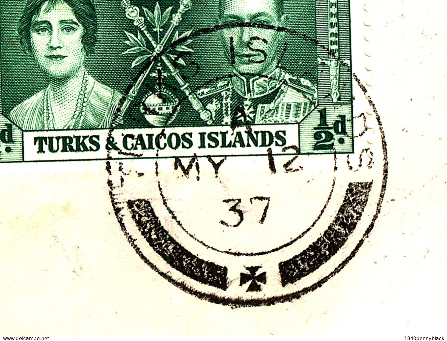 TURKS & CAICOS ISLANDS KGVI 1937 Coronation SG   191-3 Registered  First Day Cover To London. - Turks & Caicos (I. Turques Et Caïques)