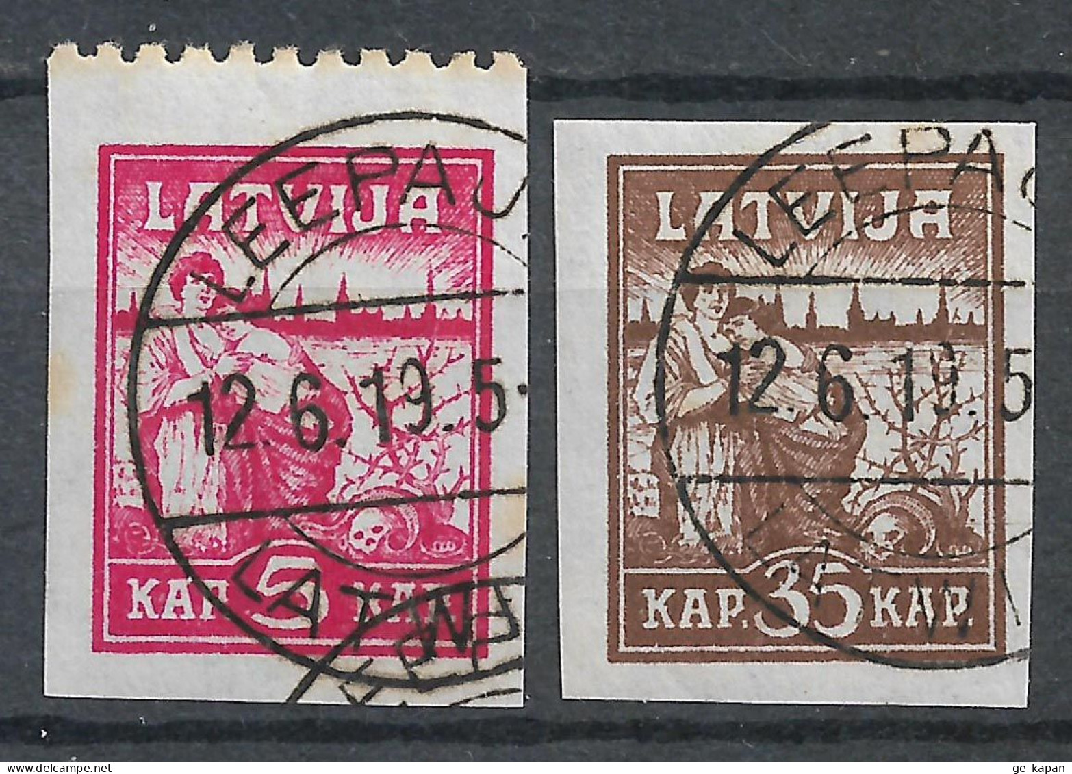 1919 LATVIA Set Of 2 Used Stamps (Yvert # 34,36) CV €10.50 - Lettland