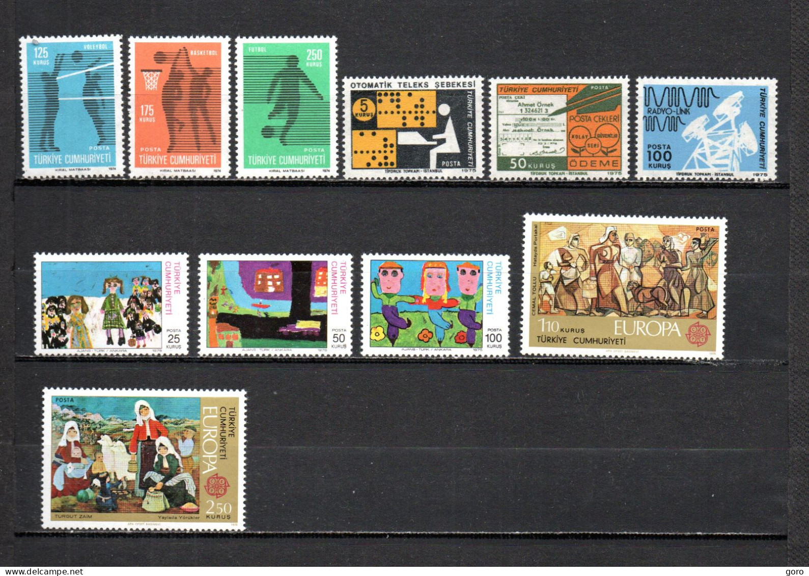 Turquía  1974-75  .-   Y&T  Nº   2113/2115-2117/2119-2120/2122-2123/2124   ** - Unused Stamps