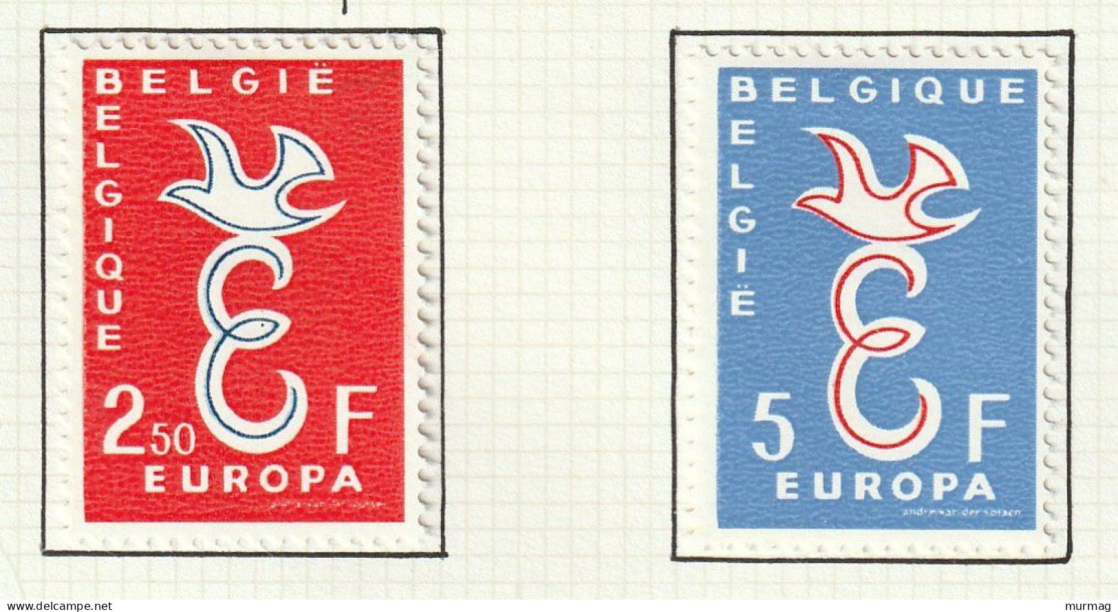 EUROPA - Belgique, Oiseaux Stylisés - Y&T N° 1064-1065 - 1958 - MH - 1958