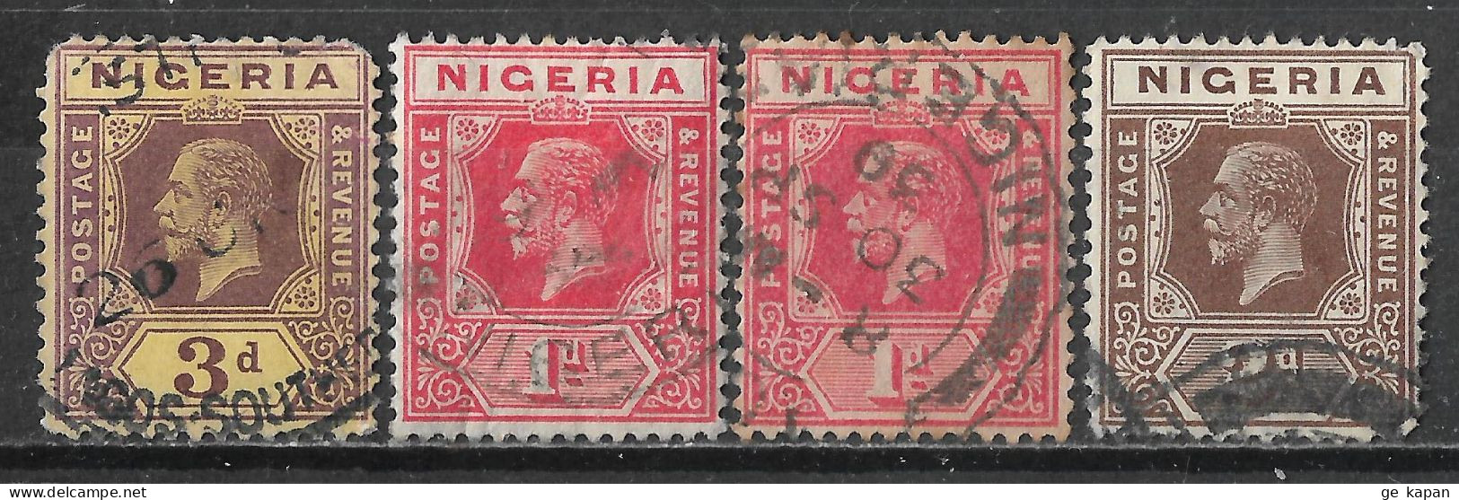 1914-1928 NIGERIA SET OF 4 USED STAMPS (Michel # 5ax,14II,25bII) CV €6.10 - Nigeria (...-1960)