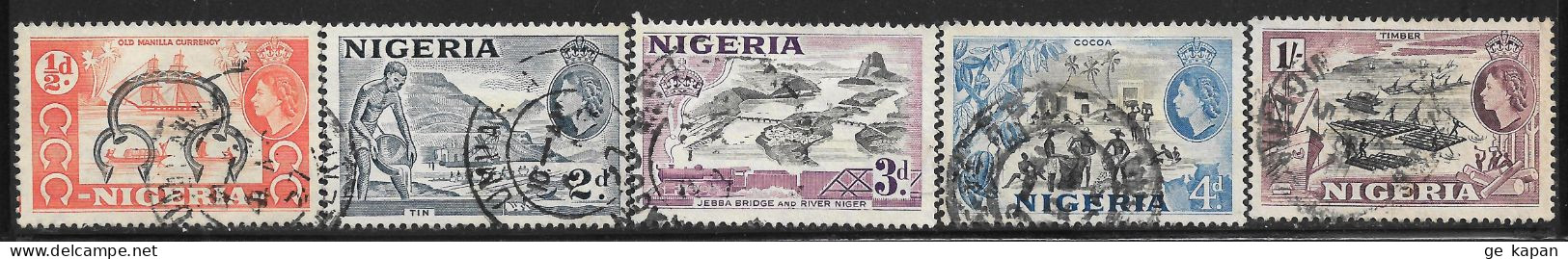 1953 NIGERIA SET OF 5 USED STAMPS (Michel # 71,75-77,79) CV €1.80 - Nigeria (...-1960)