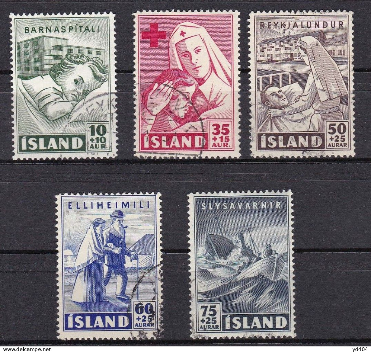 IS049 – ISLANDE – ICELAND – 1949 – RED CROSS FULL SET – SC # B7/B11 - USED - Gebruikt