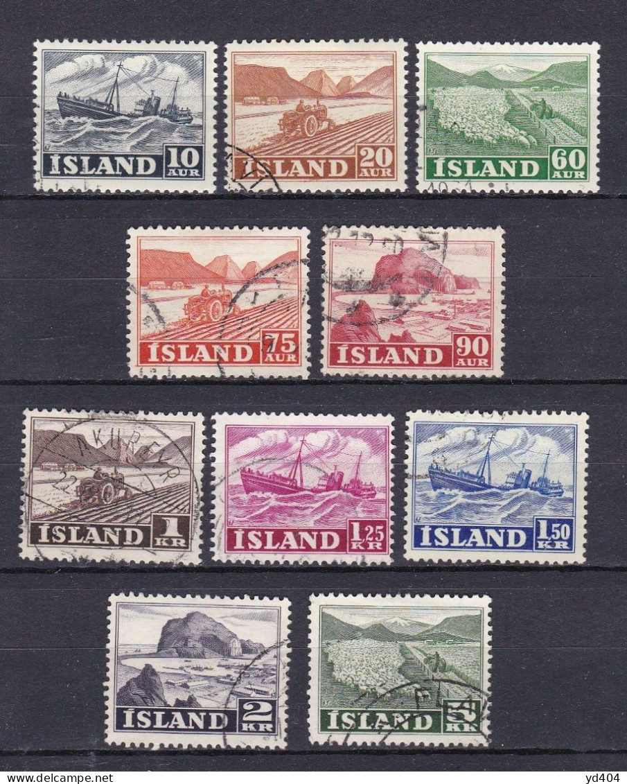 IS051 – ISLANDE – ICELAND – 1950-52 – LANDSCAPES & ACTVITIES – Y&T # 224/33 - USED 33,50 € - Gebraucht