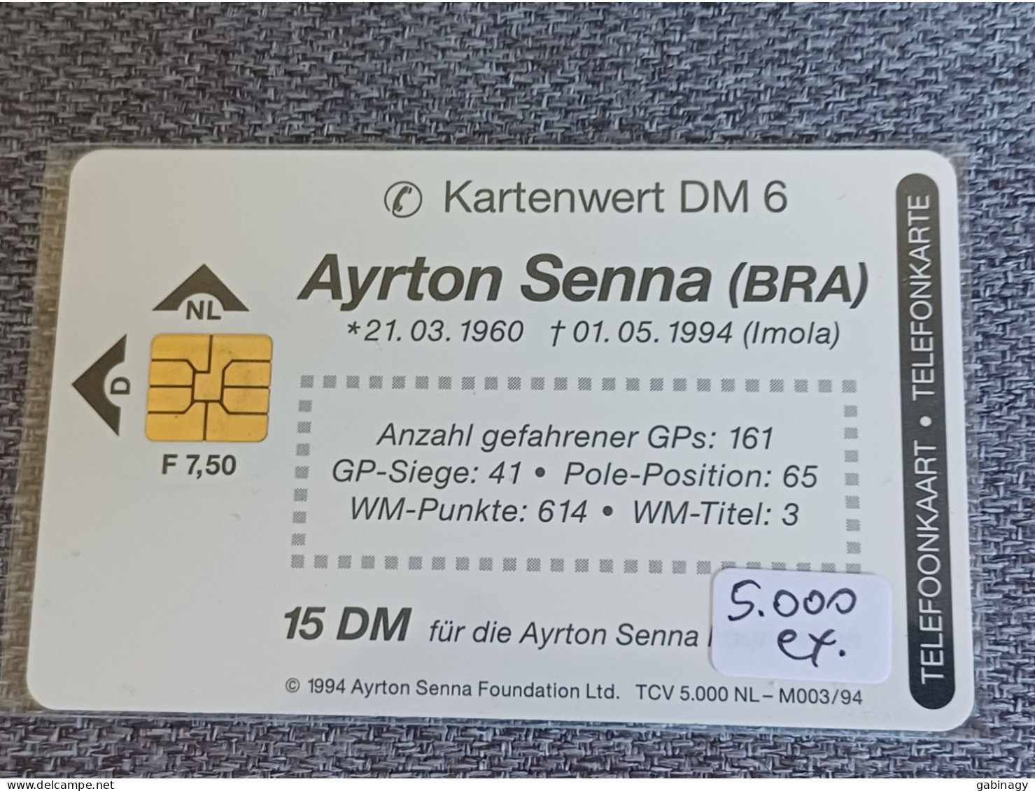 NETHERLANDS - CXD082 - Ayrton Senna Foundation - BRAZIL RELATED - FORMULA-1 - 5.000EX. - Private