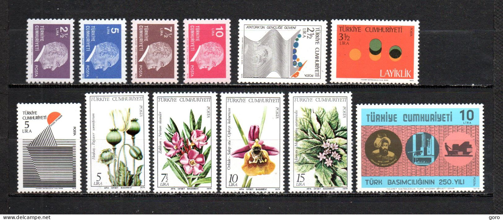 Turquía  1979  .-   Y&T  Nº   2257/2260-2262/2264-2265/2268-2269   ** - Unused Stamps