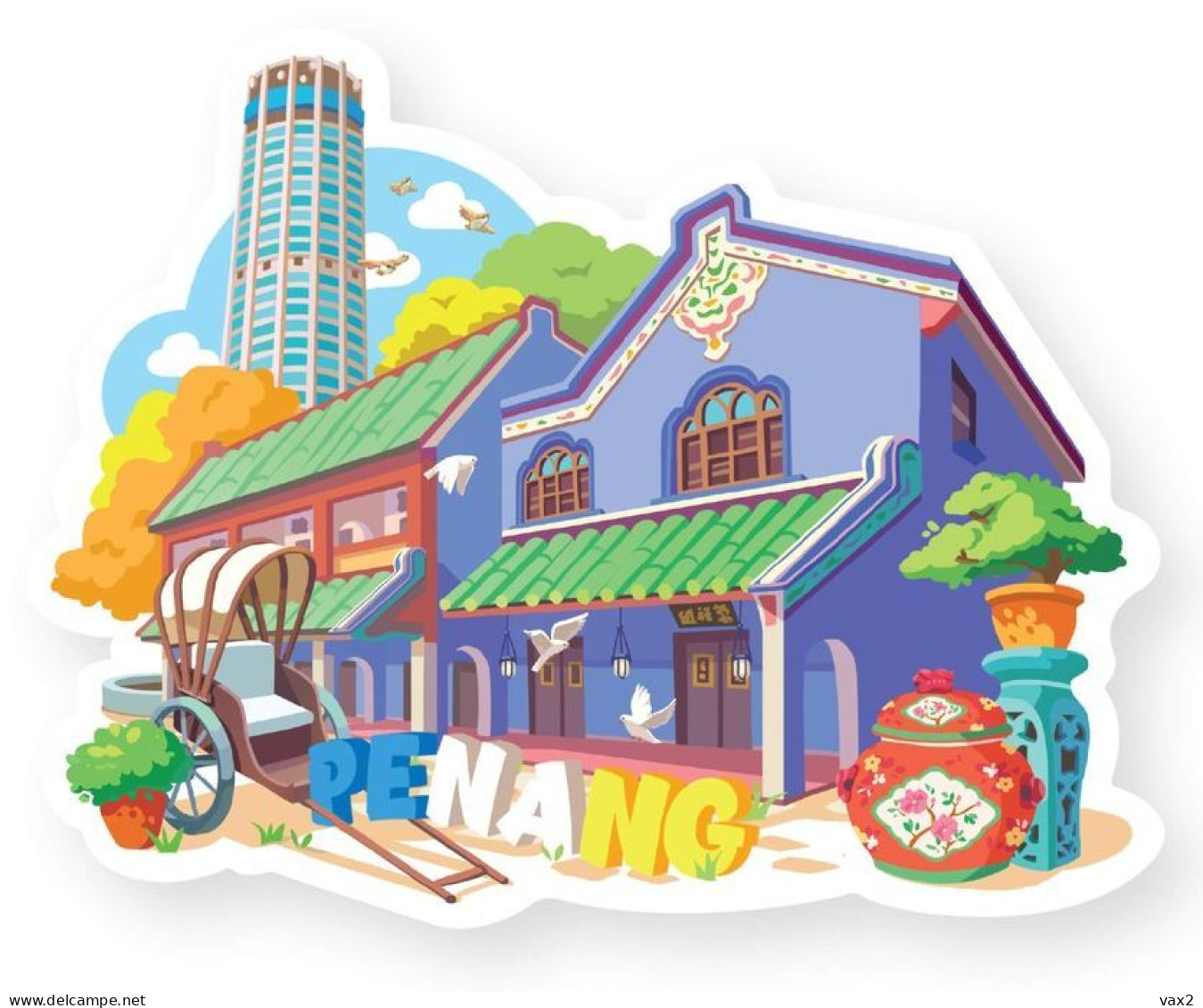 Malaysia Pulau Pinang Shaped Postcard MINT Penang Landmark - Malaysia