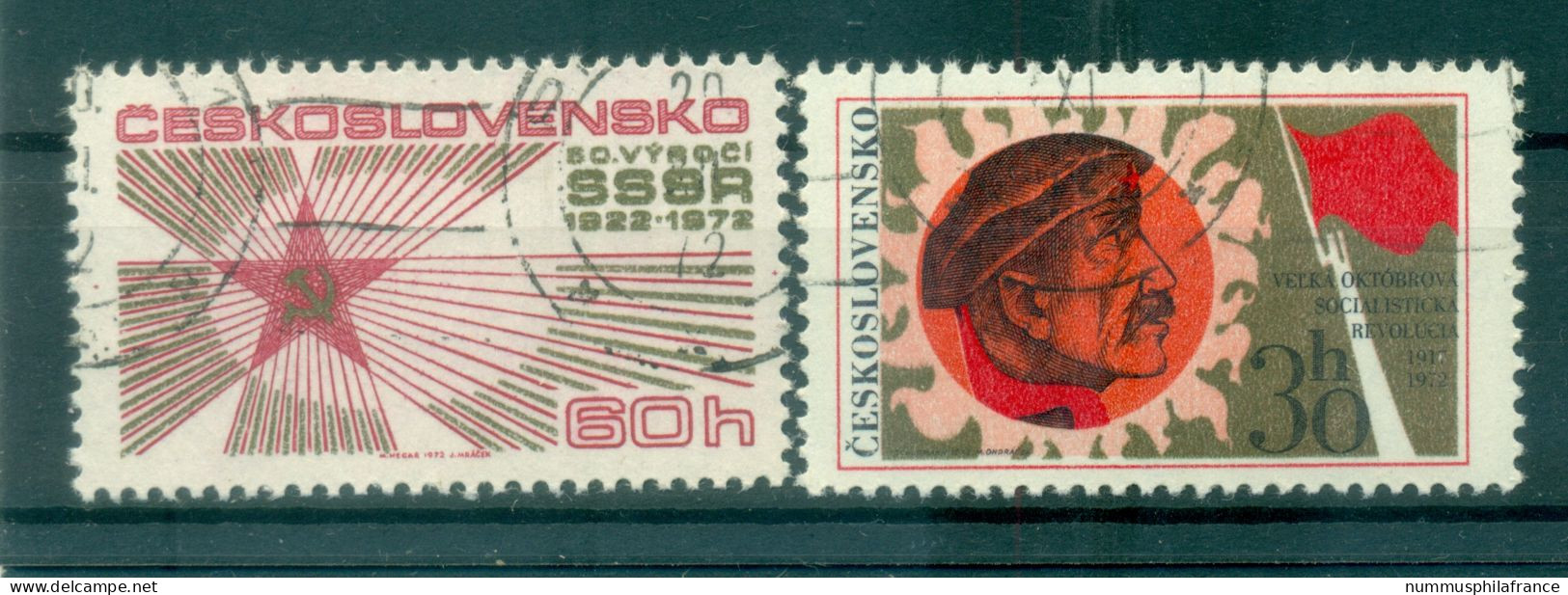 Tchécoslovaquie 1972 - Y & T N. 1953/54 - Révolution D'Octobre (Michel N. 2103/04) - Usados