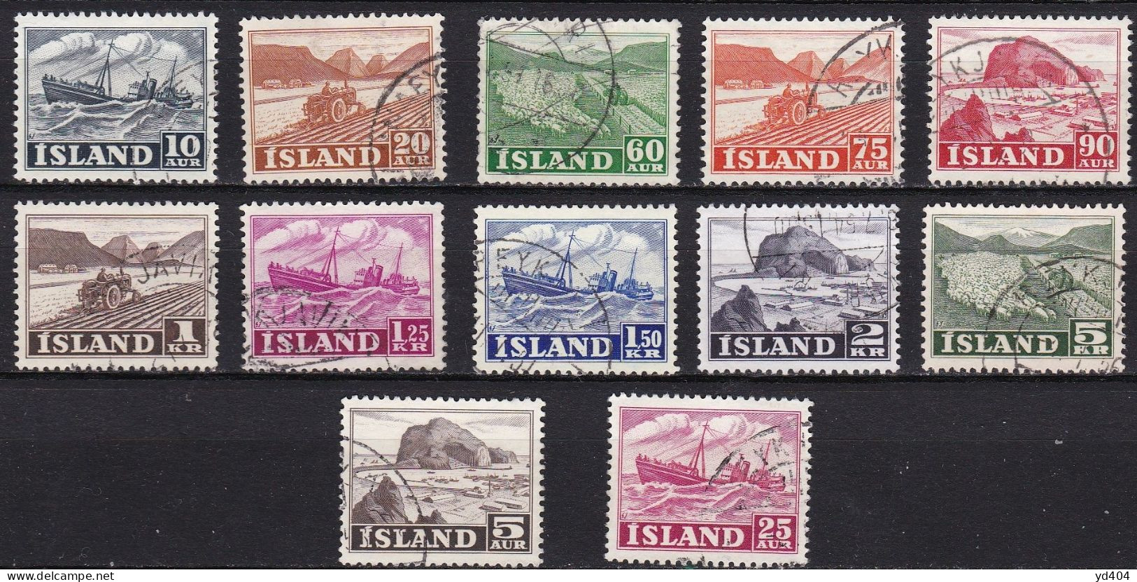 IS051B – ISLANDE – ICELAND – 1950-54 – LANDSCAPES & ACTVITIES – Y&T # 224/33-254/5 - USED 34 € - Used Stamps