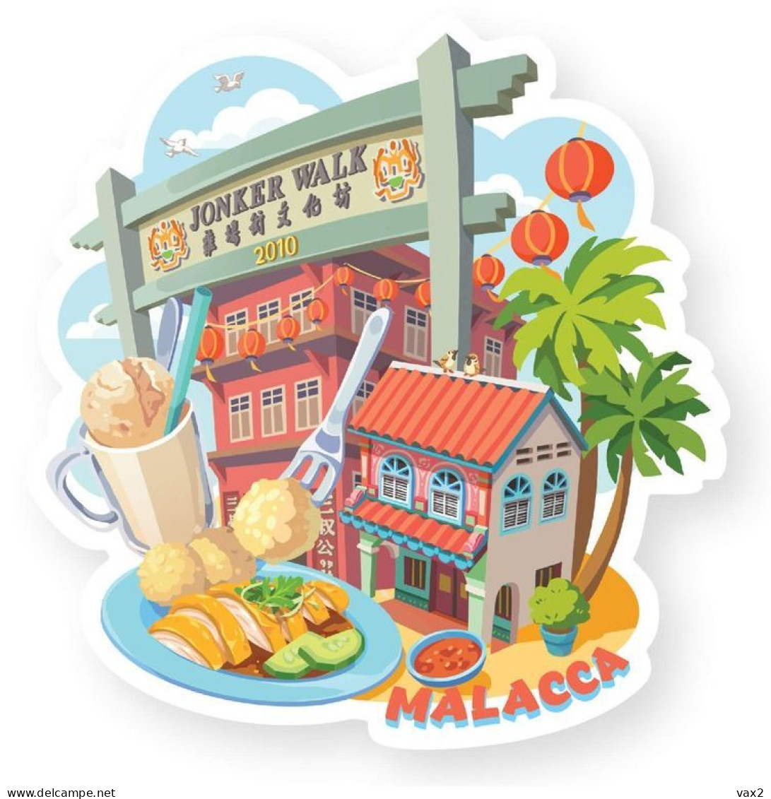 Malaysia Melaka Shaped Postcard MINT Malacca Food - Maleisië