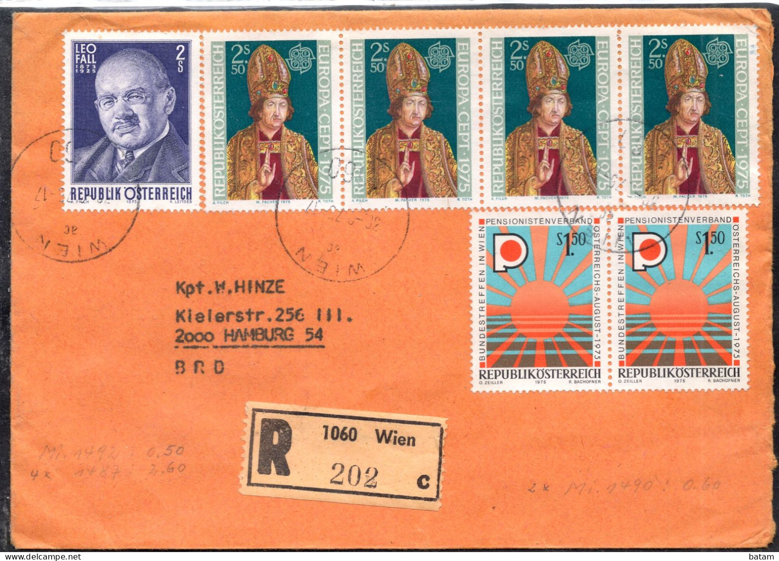 Austria 1975 - CEPT - "R" Letter - Cover - Storia Postale