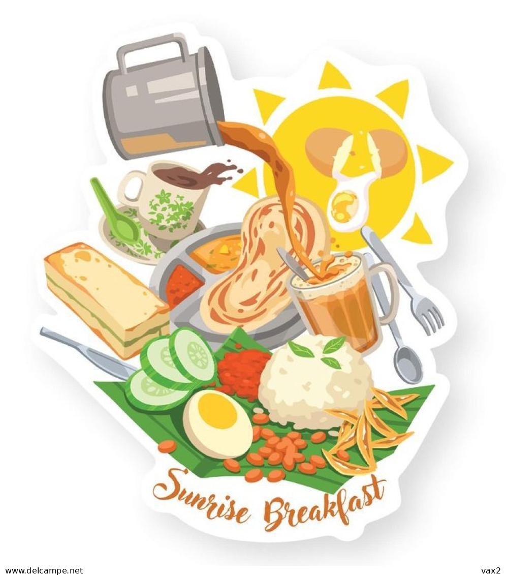 Malaysia Simple Breakfast Shaped Postcard MINT Food - Malaysia