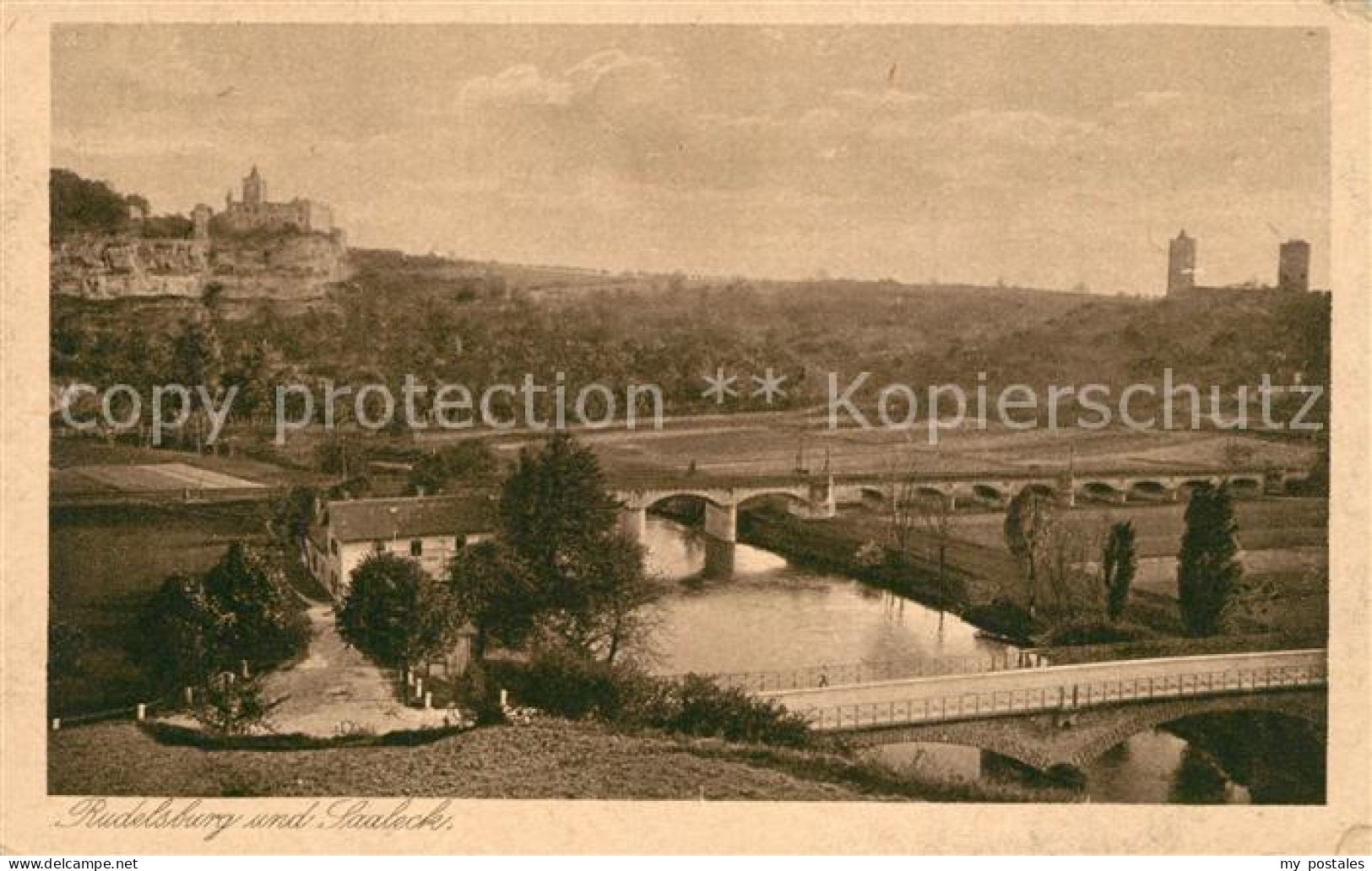 73552657 Saaleck Panorama Saale Bruecke Rudelsburg Kupfertiefdruck Saaleck - Bad Koesen