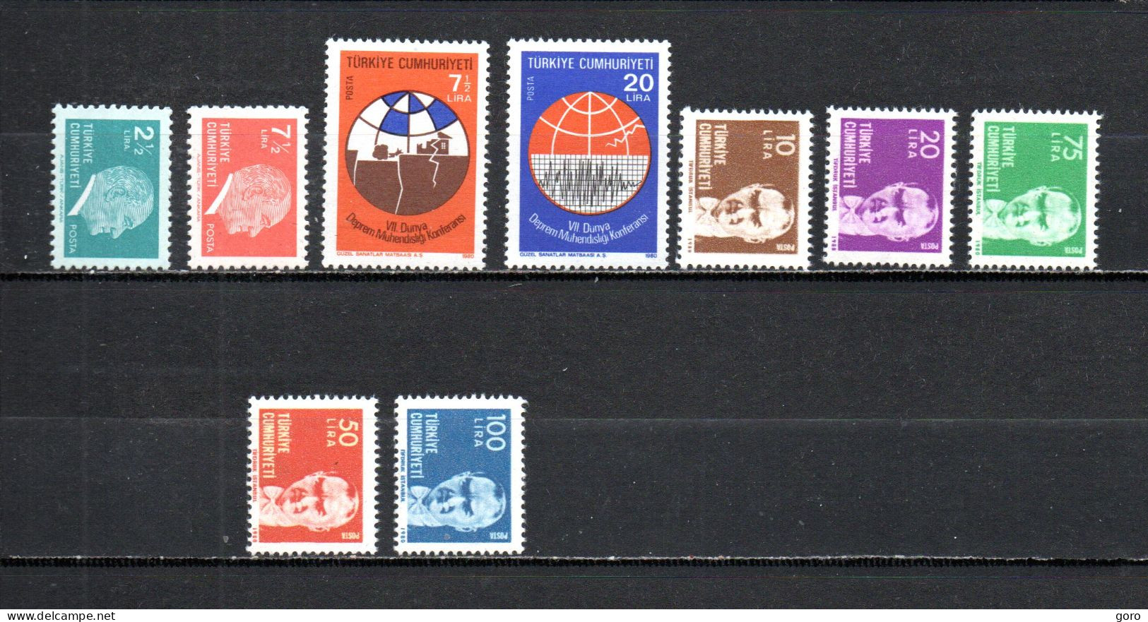 Turquía  1980  .-   Y&T  Nº   2287/2288-2289/2290-2302/2306   **   (b) - Unused Stamps