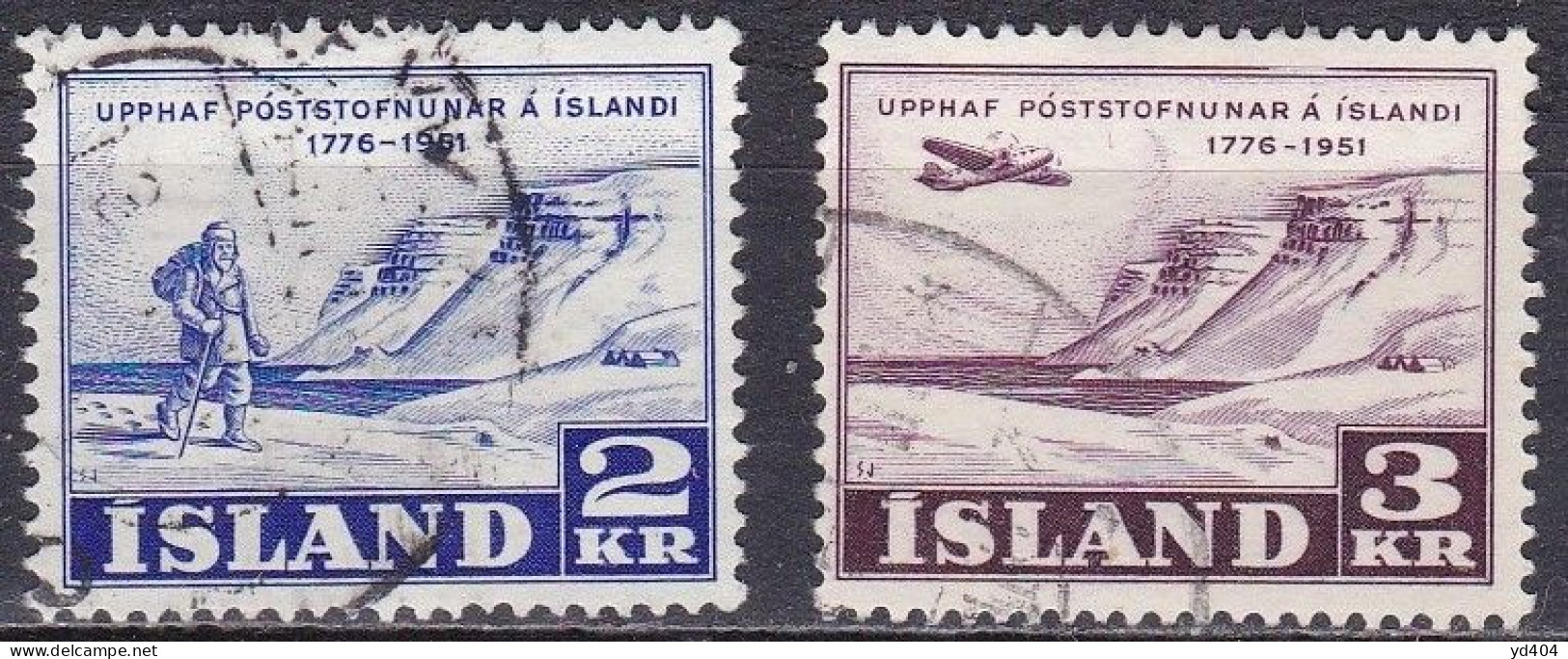 IS053 – ISLANDE – ICELAND – 1951 – MAIL DELIVERY – Y&T # 236/237 - USED - Usados