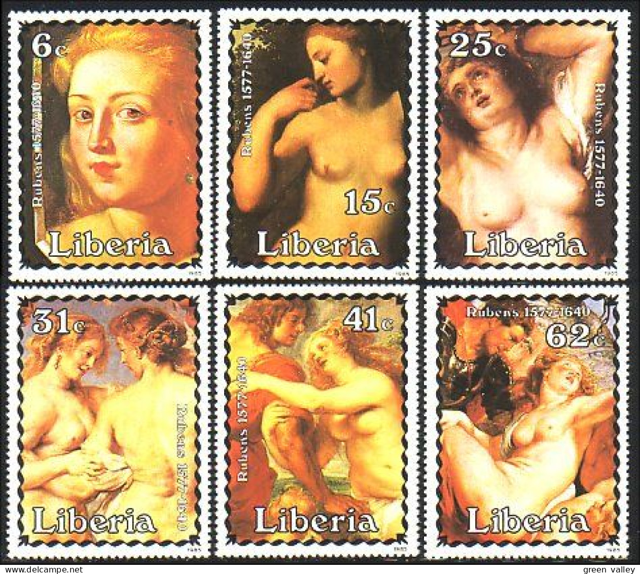 572 Liberia Tableaux Nus Rubens Nude Paintings MNH ** Neuf SC (LBA-101) - Rubens