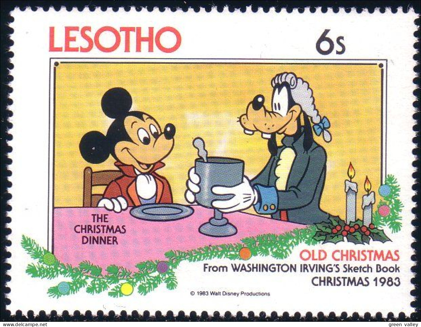 570 Lesotho Noel Christmas Mickey Dingo Goofy Candle Bougie MNH ** Neuf SC (LES-34a) - Lesotho (1966-...)