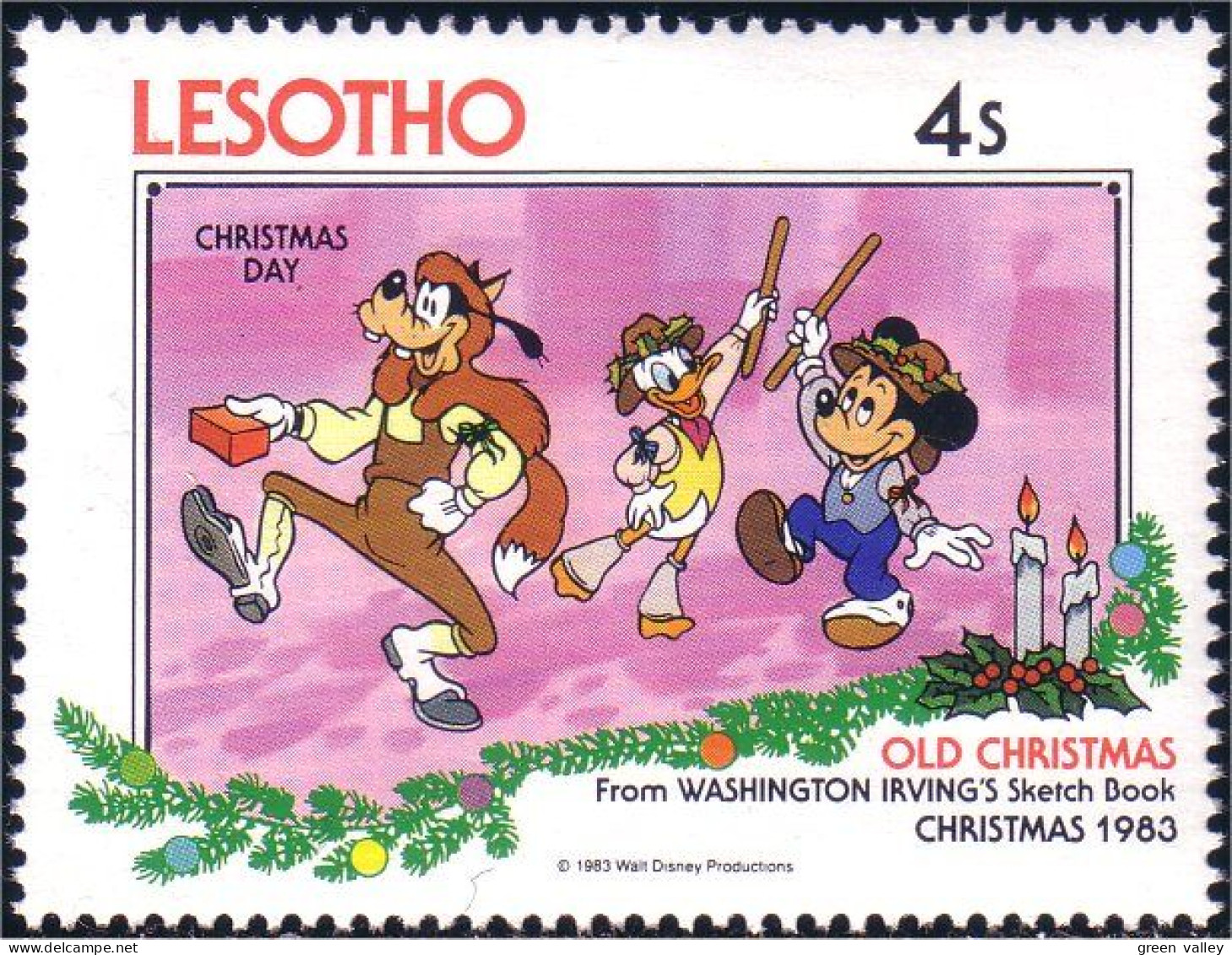 570 Lesotho Noel Christmas Mickey Donald Dingo Goofy Candle Bougie MNH ** Neuf SC (LES-32a) - Lesotho (1966-...)