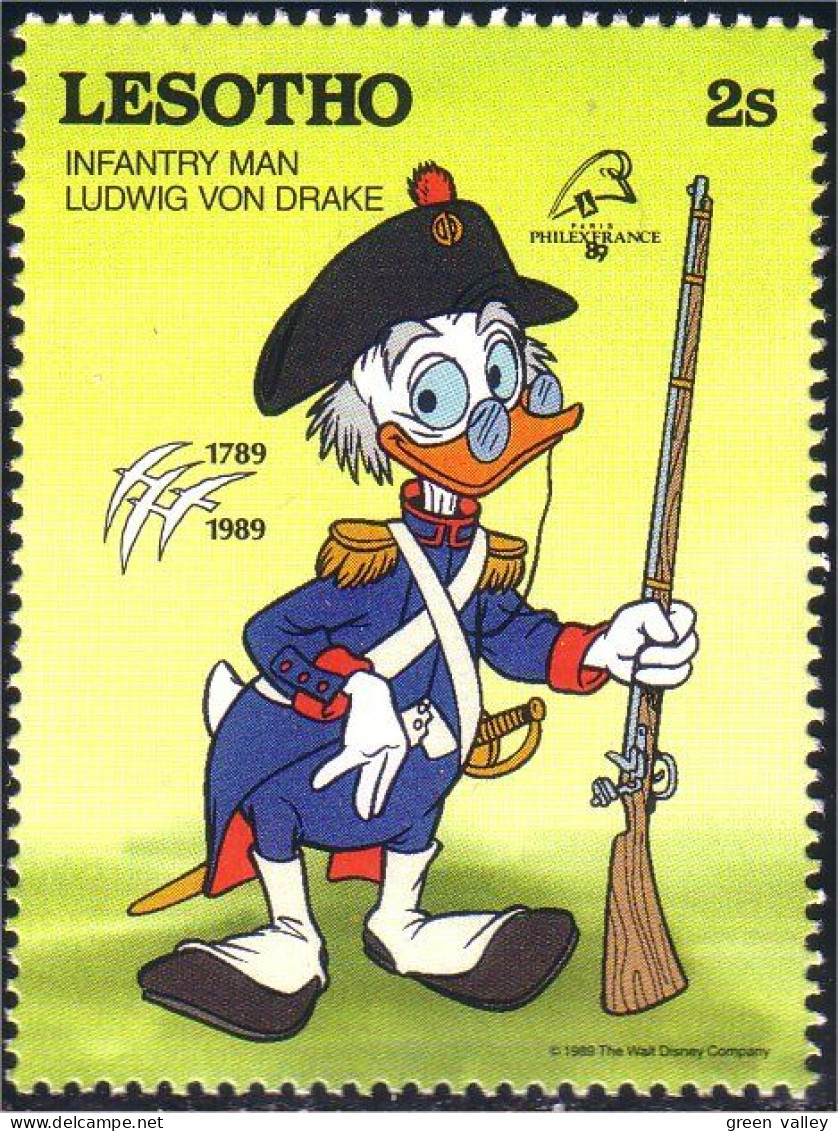 570 Lesotho Disney Philexfrance Military Costume Militaire Ludwig Van Drake MNH ** Neuf SC (LES-23a) - Lesotho (1966-...)
