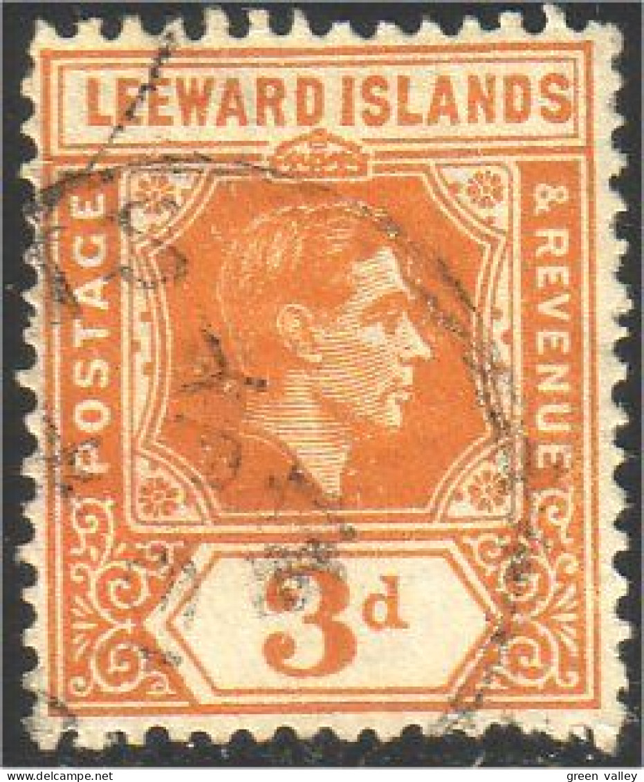 568 Leewards George V 3d Orange (LEE-9) - Leeward  Islands