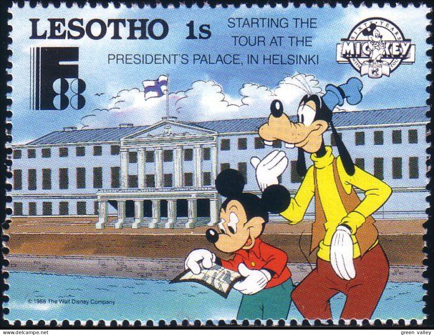 570 Lesotho Disney Finlandia 88 Mickey Dingo Goofy Helsinki MNH ** Neuf SC (LES-15a) - Lesotho (1966-...)