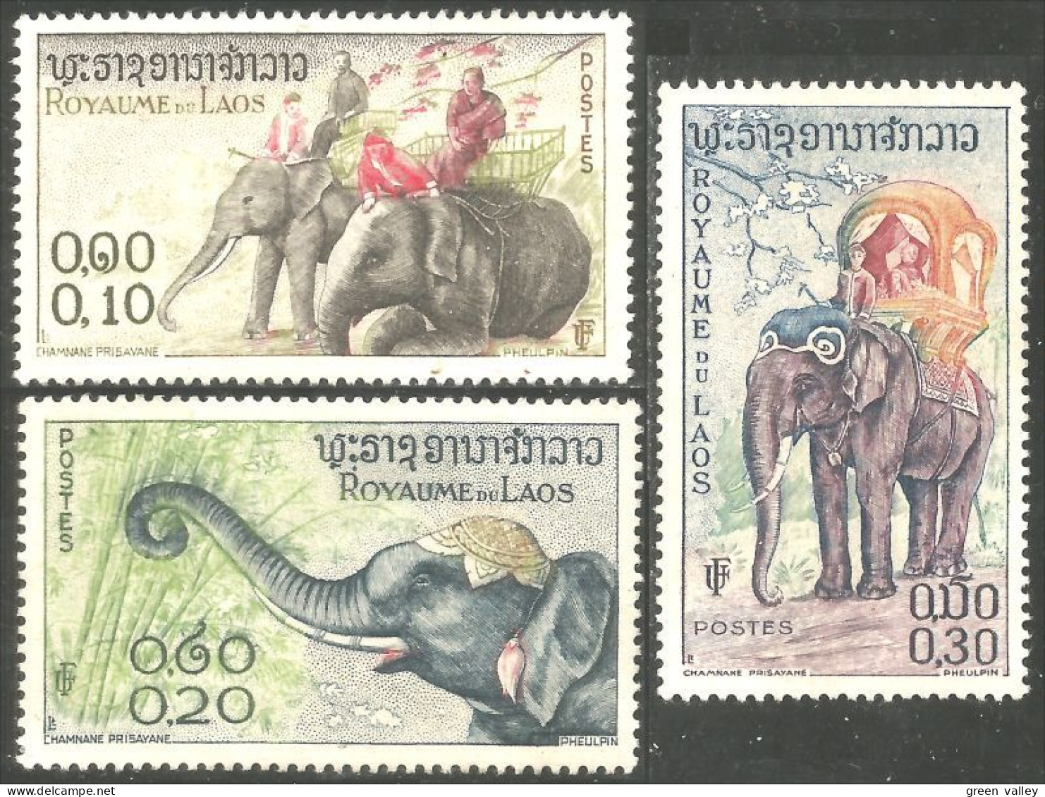 560 Laos Elephant Elefant Elefante Olifant Norsu Sans Gomme (LAO-175) - Olifanten