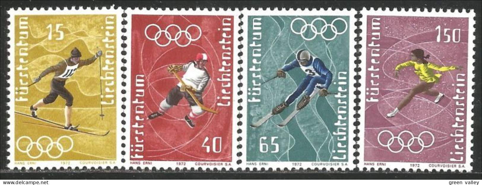 574 Liechtenstein Olympic Sapporo 1972 Ski Patinage Skating Hockey MNH ** Neuf SC (LIE-72d) - Kunstschaatsen