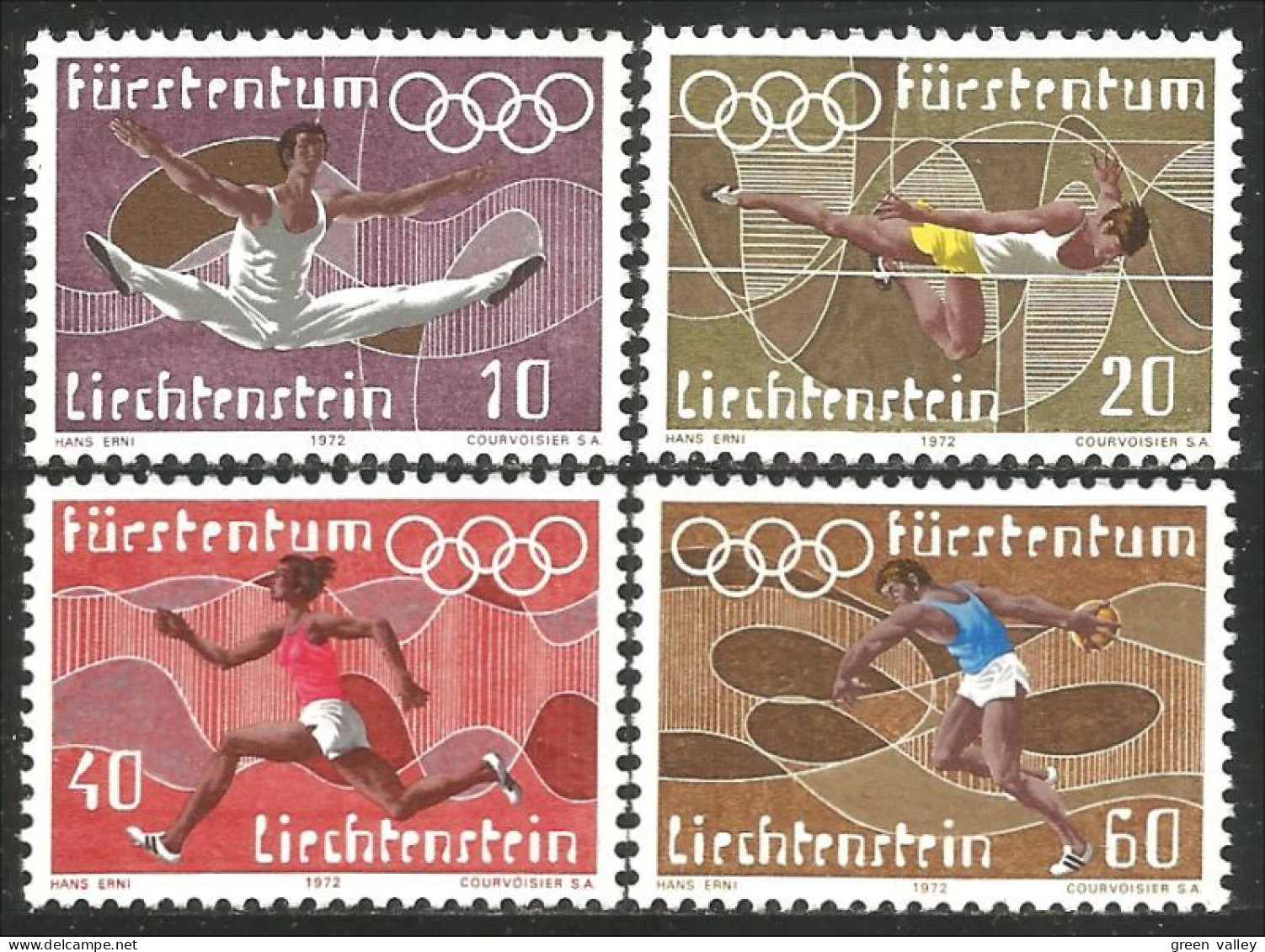574 Liechtenstein Olympic Munich 1972 Disc Discus Gymnastique Gymnastic Saut Jump MNH ** Neuf SC (LIE-73c) - Gymnastik