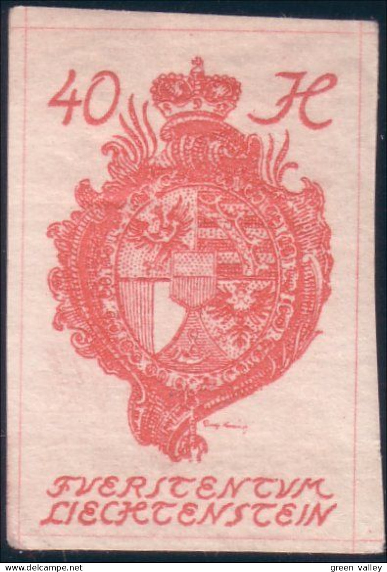 574 Liechtenstein 1920 Chateau Gutenberg Castle 40H Imperforate Non Dentelé MNH ** Neuf SC (LIE-36) - Schlösser U. Burgen