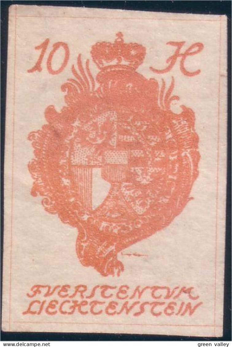 574 Liechtenstein 1920 Armoiries Coat Of Arms 10H Imperforate Non Dentelé MNH ** Neuf SC (LIE-31) - Sellos