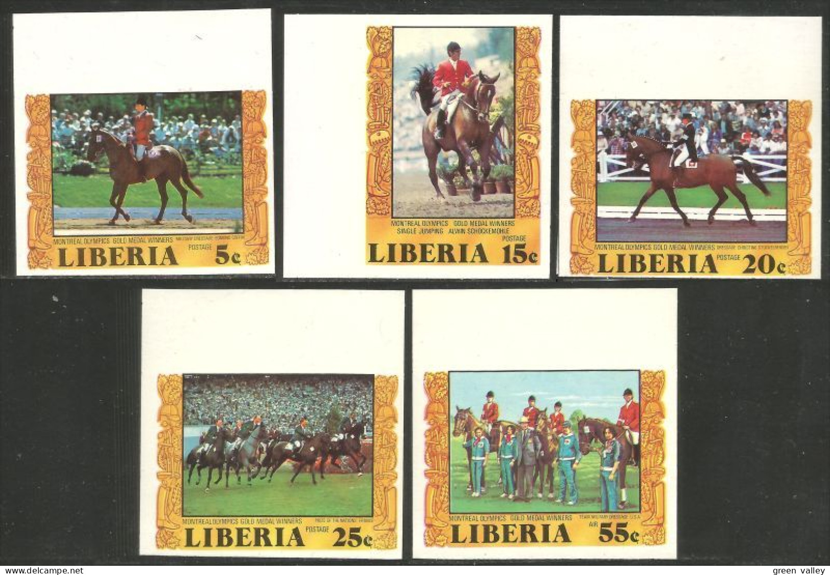 572 Liberia Olympiques Montreal 1976 Olympics Jumping Cheval Horse Pferd Non Dentelé MNH ** Neuf SC (LBA-304) - Zomer 1976: Montreal