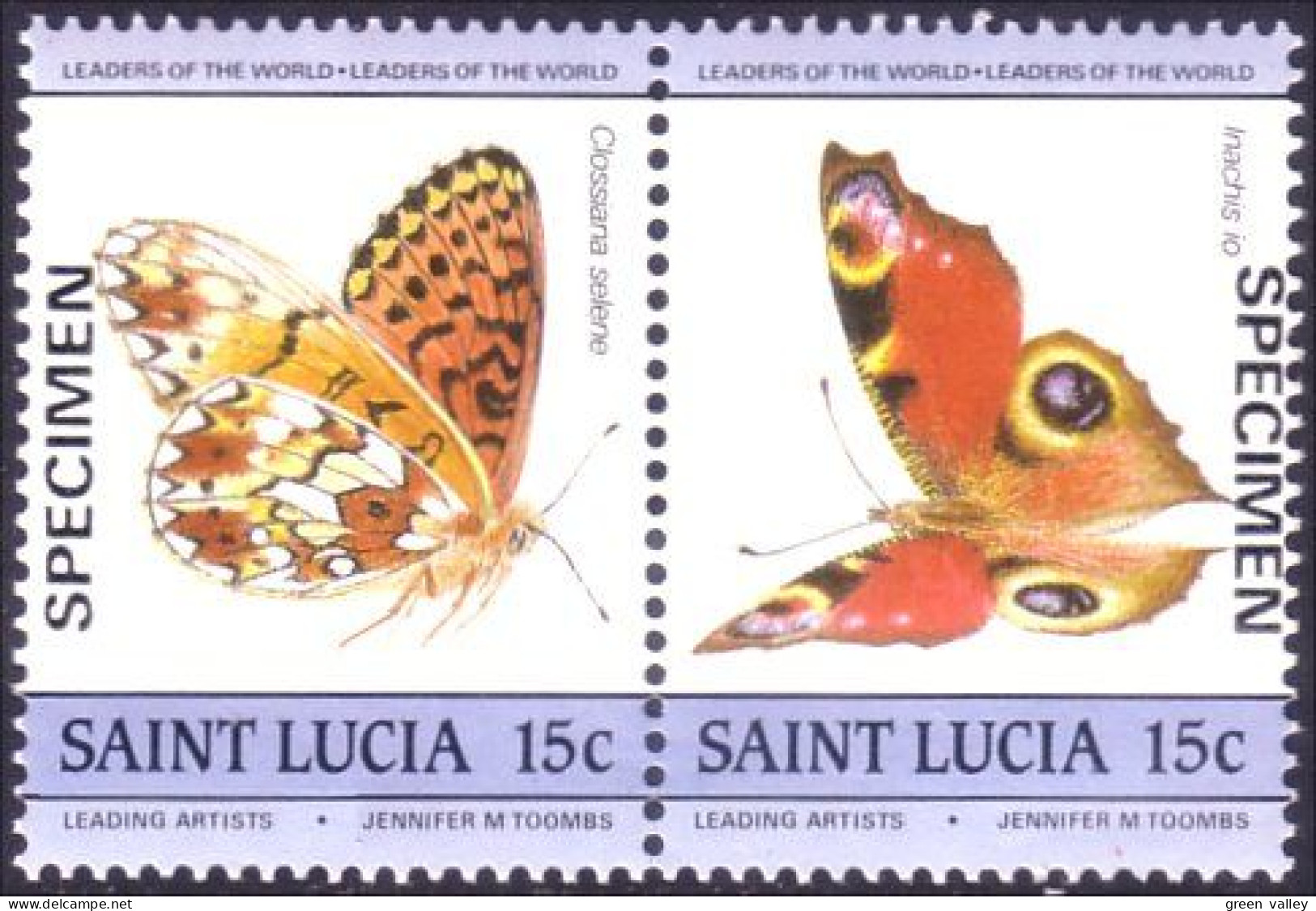 580 Saint Lucia SPECIMEN Butterflies Papillons Schmetterlinge Farfalas Mariposas MNH ** Neuf SC (LUC-49) - St.Lucie (1979-...)