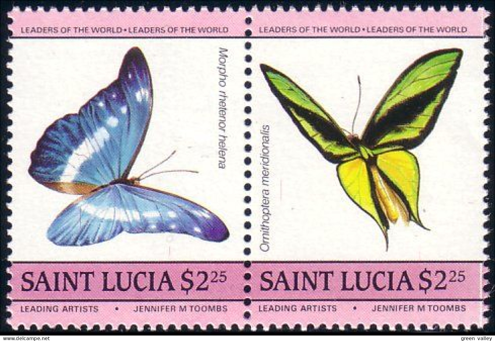 580 Saint Lucia Butterflies Papillons Schmetterlinge Farfalas Mariposas MNH ** Neuf SC (LUC-33a) - St.Lucie (1979-...)