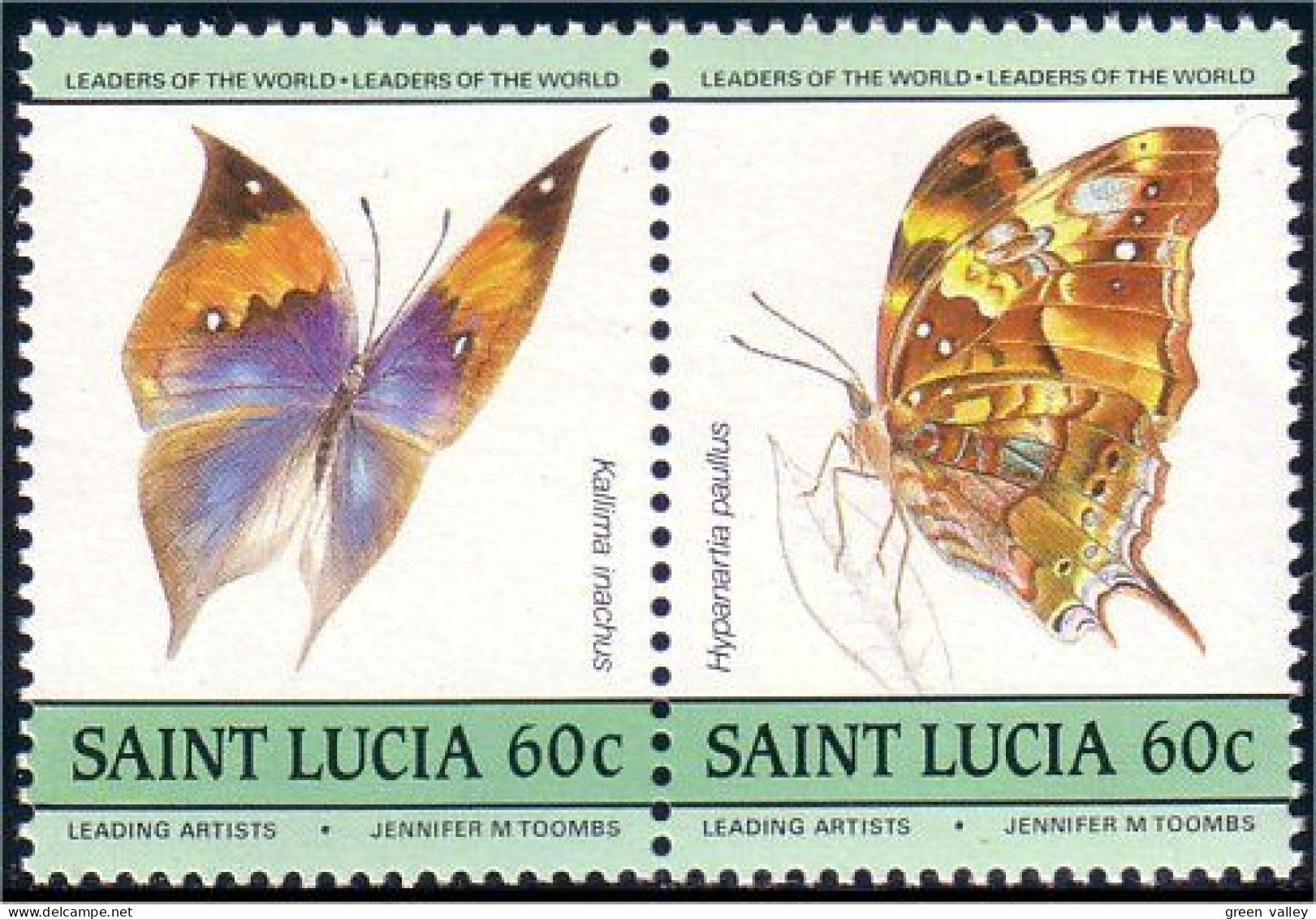 580 Saint Lucia Butterflies Papillons Schmetterlinge Farfalas Mariposas MNH ** Neuf SC (LUC-32a) - St.Lucie (1979-...)