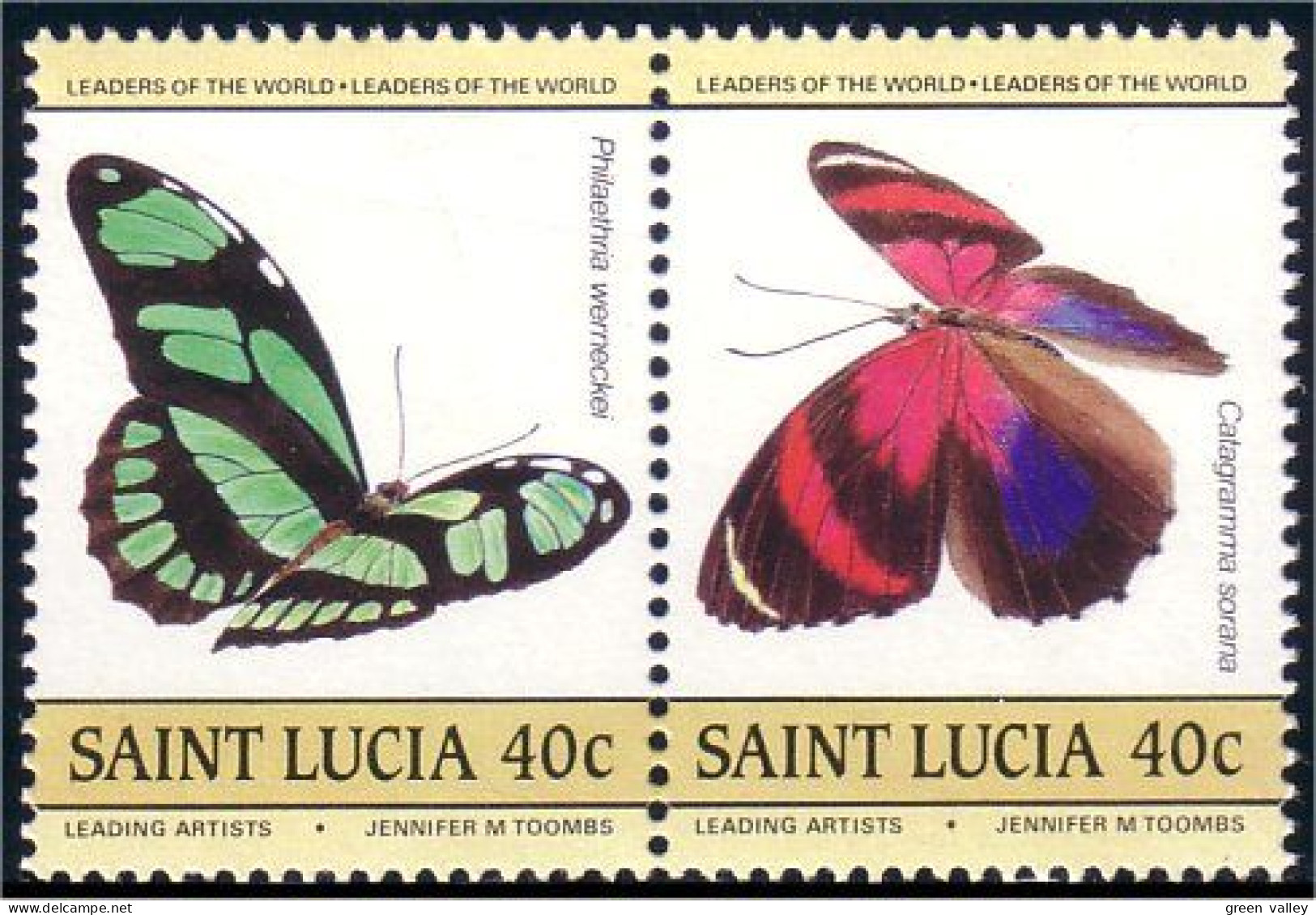 580 Saint Lucia Butterflies Papillons Schmetterlinge Farfalas Mariposas MNH ** Neuf SC (LUC-31a) - St.Lucie (1979-...)