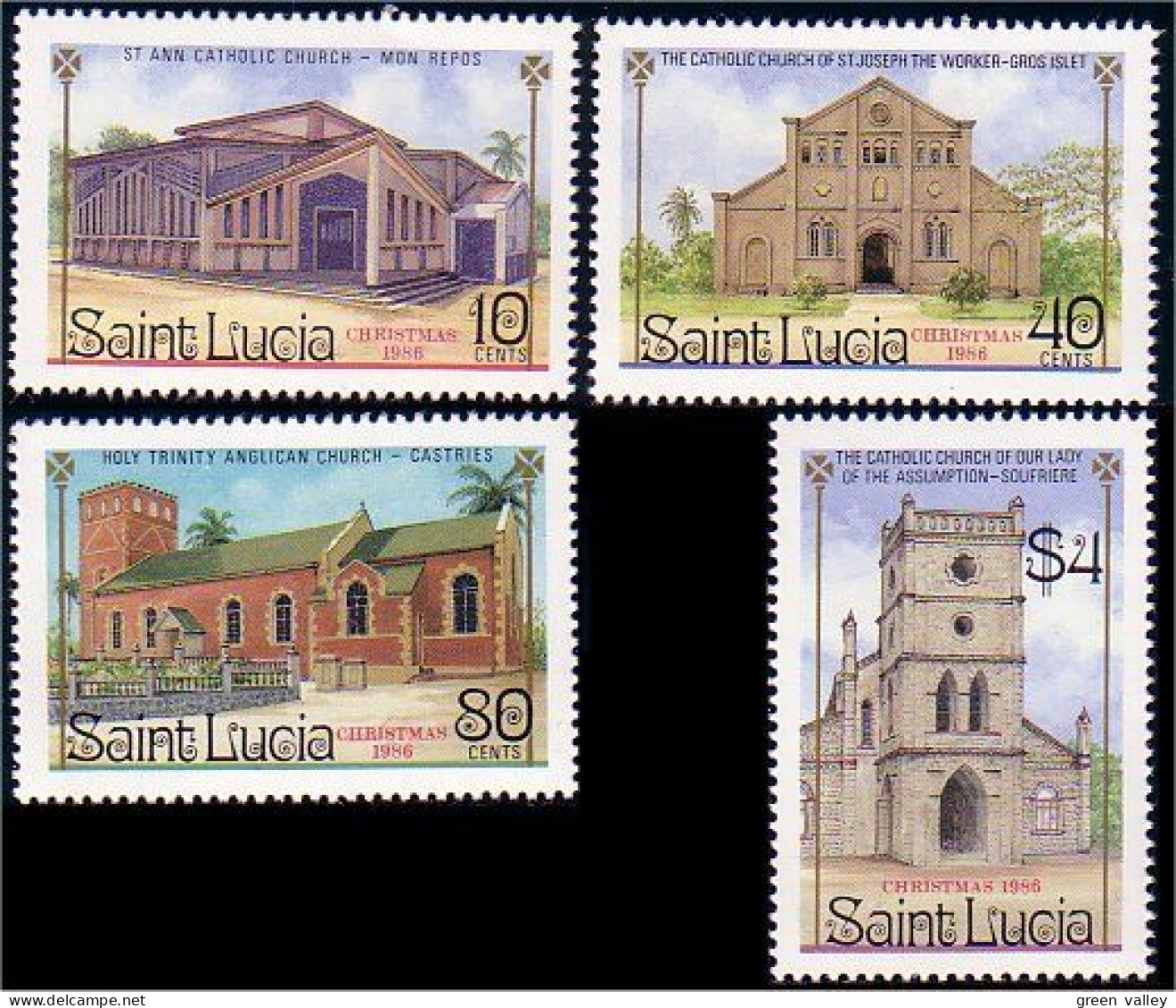 580 Saint Lucia Eglises Churches MNH ** Neuf SC (LUC-12a) - Religione