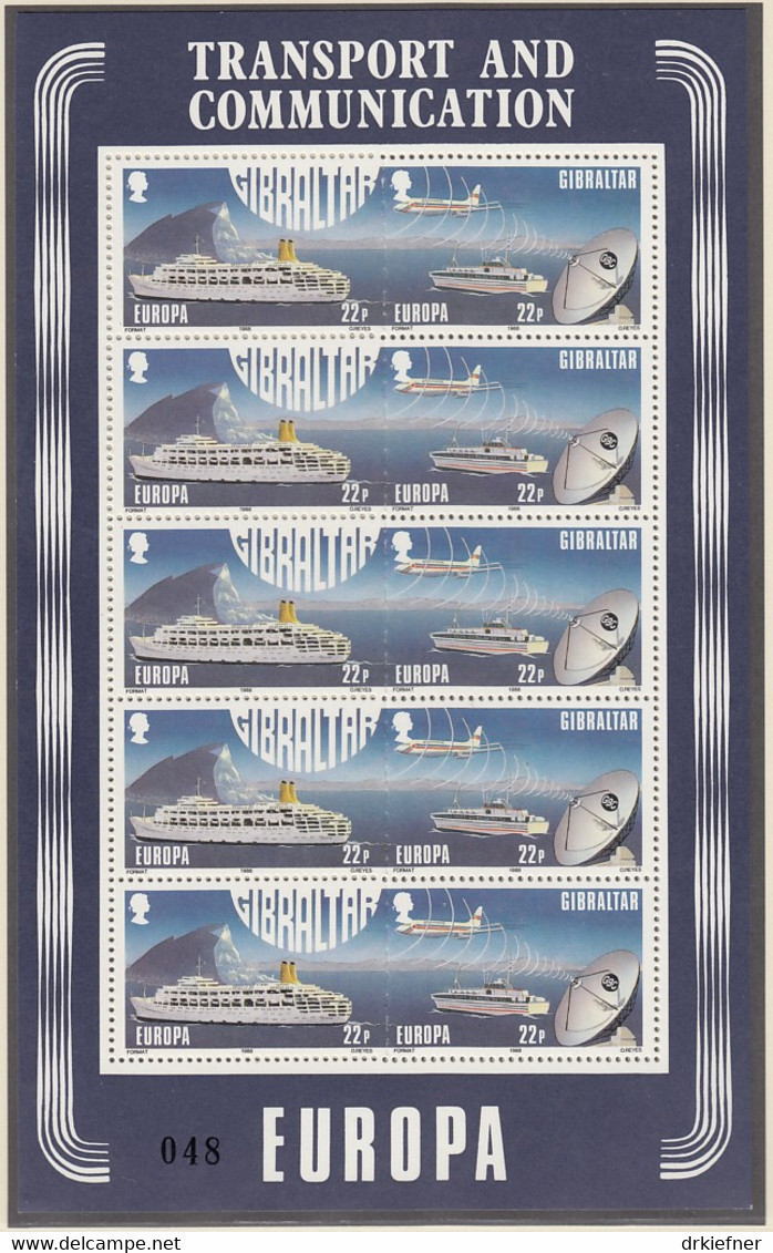 GIBRALTAR 544-547, 2 Kleinbogen, Postfrisch **, Europa: Transport- Und Kommunikationsmittel, 1988 - Gibraltar