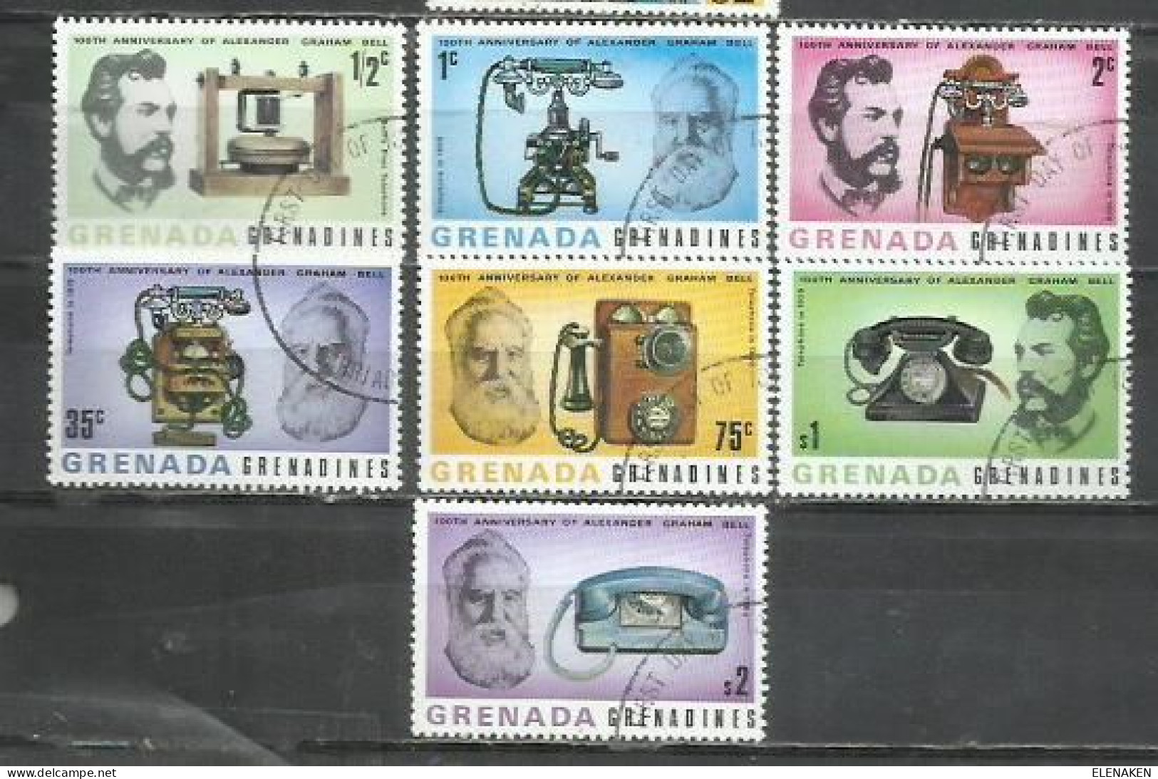 8527O-SERIE COMPLETA 1977 GRENADA GRENADE 184/190 INVENTOR TELÉFONO GRAHAM BELL - Grenada (1974-...)