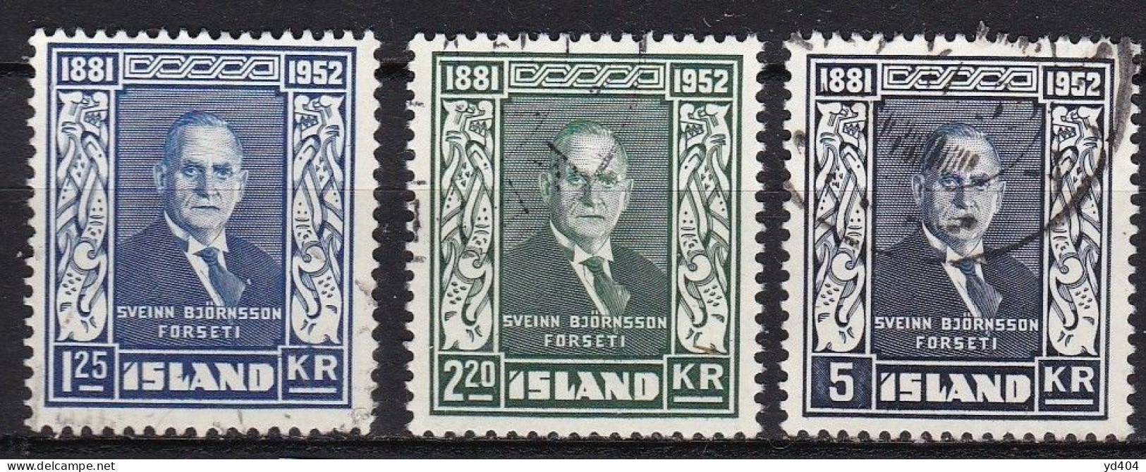 IS055B – ISLANDE – ICELAND – 1952 – SVEINN BJÔRNSSON – SG # 313/5 - USED 7,50 € - Used Stamps