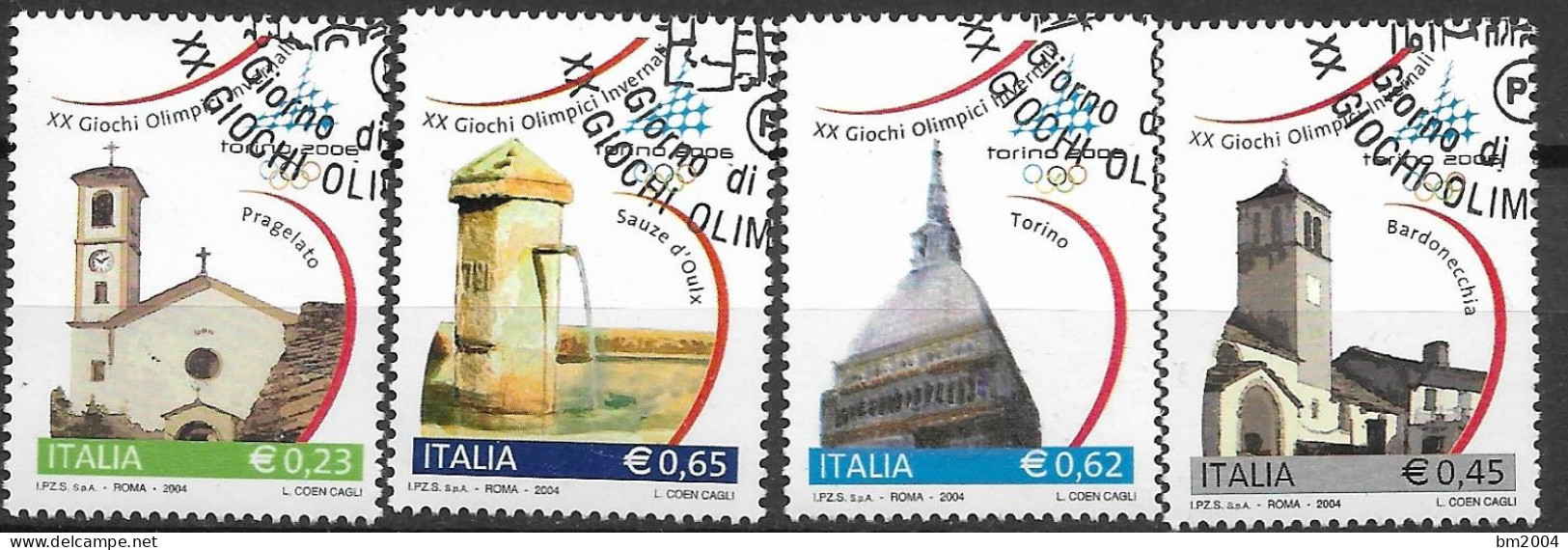 2004 Italien  Mi. 2951-4 FD-used  Olympische Winterspiele 2006, Turin - 2001-10: Oblitérés