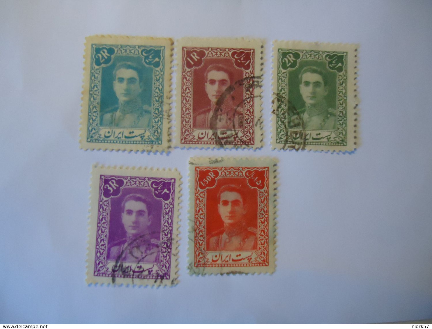 IRAN USED 5 STAMPS SULTAN 1942 - Iran